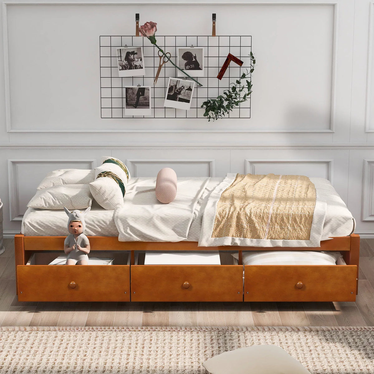 Oris Twin Size Wooden Platform Bed - Oak