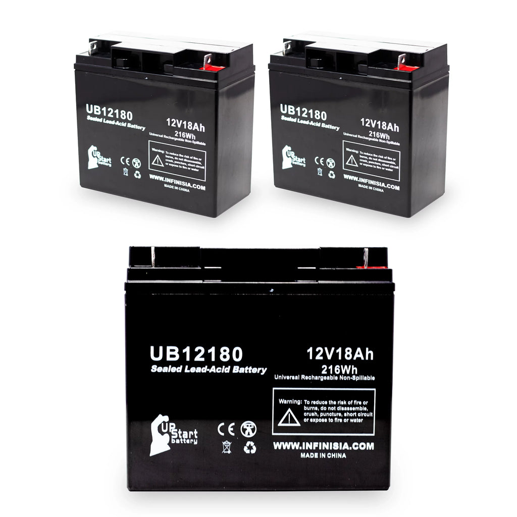 3x Pack - Compatible CSB BATTERY OF AMERICA GP12170 Battery - Replacement UB12180 Universal Sealed Lead Acid Battery (12V, 18Ah, 18000mAh, T4 Terminal, AGM, SLA)