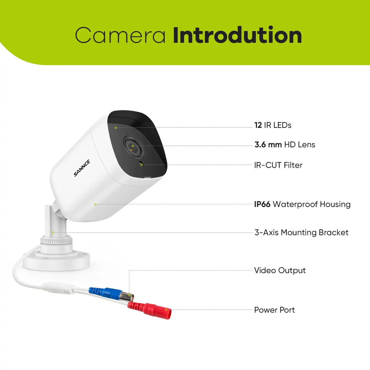 SANNCE 4PCS 2MP Full HD Wired Outdoor CCTV Security Camera for DVR Security Camera System with IP66 Waterproof 100 ft Night Vision