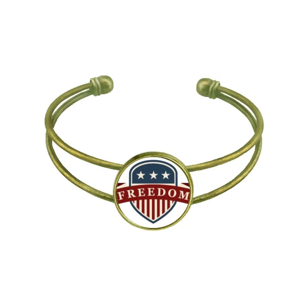 Stars And Stripes Shield America City Bracelet Bangle Retro Open Cuff Jewelry