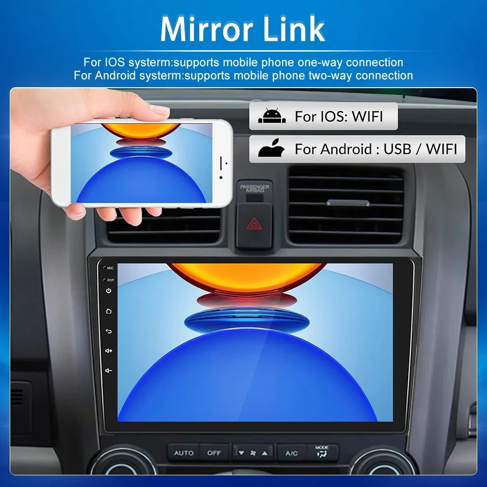 For Honda CRV 2007-2011 9'' Touchscreen Car Stereo Radio Player Wireless Carplay Android Auto Mirror Link HD 1080P Android 12 Bluetooth WIFI GPS FM USB Hifi, AHD Backup Camera
