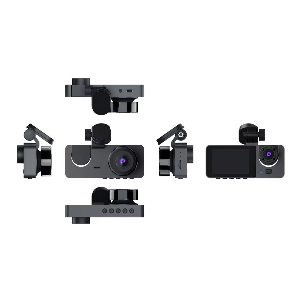 Shinysix 1080P DVR Dash Camera Front & Inside & Rear Camera Driving Recorder 2 Centimeter Screen Dashcam Support Night-Vision Loop Recording Motion Detection One-Key Lock