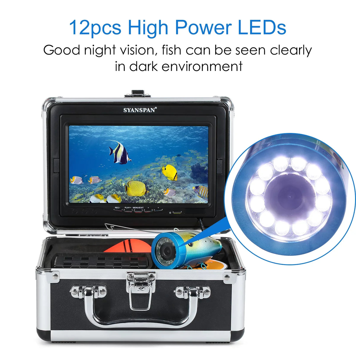Carevas Underwater camera,Sea Lake Boat Inch LCD Display LCD Display 15M/30M/50M Lake Boat Ice 15M/30M/50M Cable IP68 Camera Fish Display 15M/30M/50M Cable QAHM BUZHI Fish 12L-EDS Unit