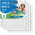 16x16x1 Air Filter MERV 8 Comparable to MPR 700 & FPR 5 Electrostatic Pleated Air Conditioner Filter 4 Pack HVAC AC Premium USA Made 16x16x1 Furnace Filters by AIRX FILTERS WICKED CLEAN AIR.