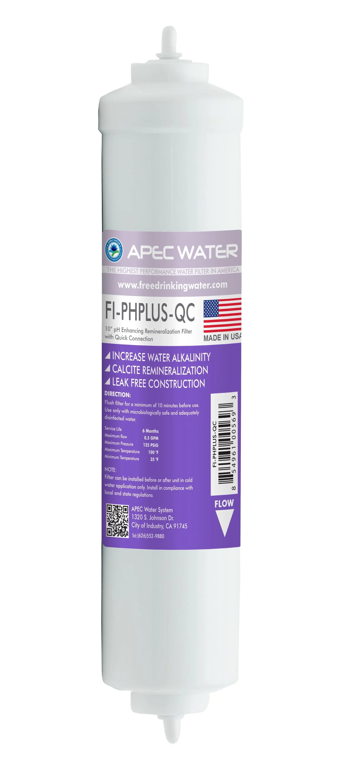 APEC FI-PHPLUS-QC 10" High Purity pH+ Calcium Carbonate Alkaline Replacement Filter
