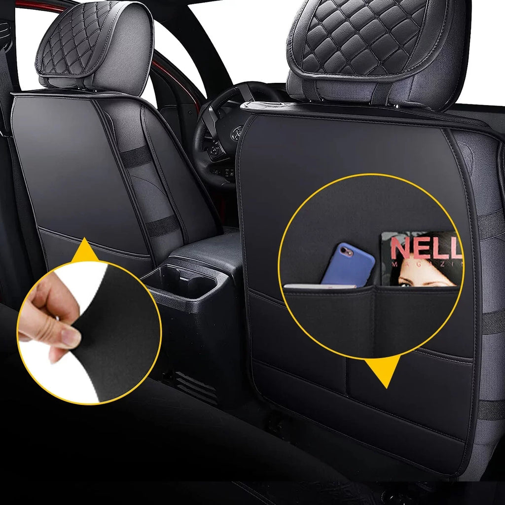 Car Seat Covers Full Set With Waterproof Leather Fit for 2007-2023 Toyota Tacoma Crew Cab (Full Set, Onyx