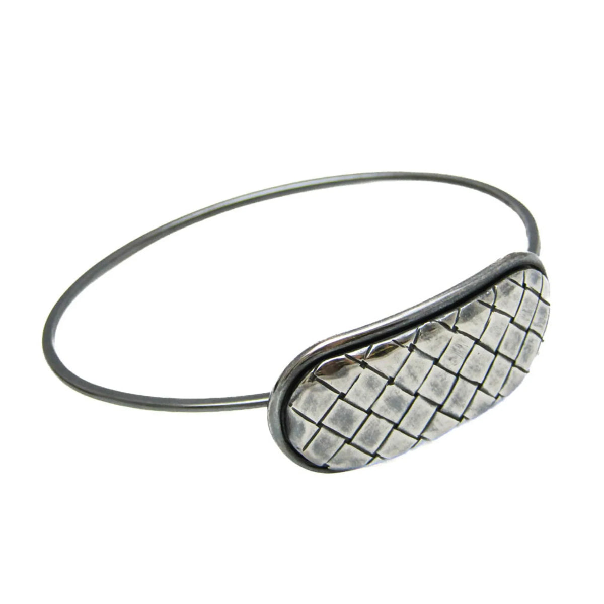 Pre-Owned Bottega Veneta Intrecciato Plate Silver 925 Bangle Silver (Good)
