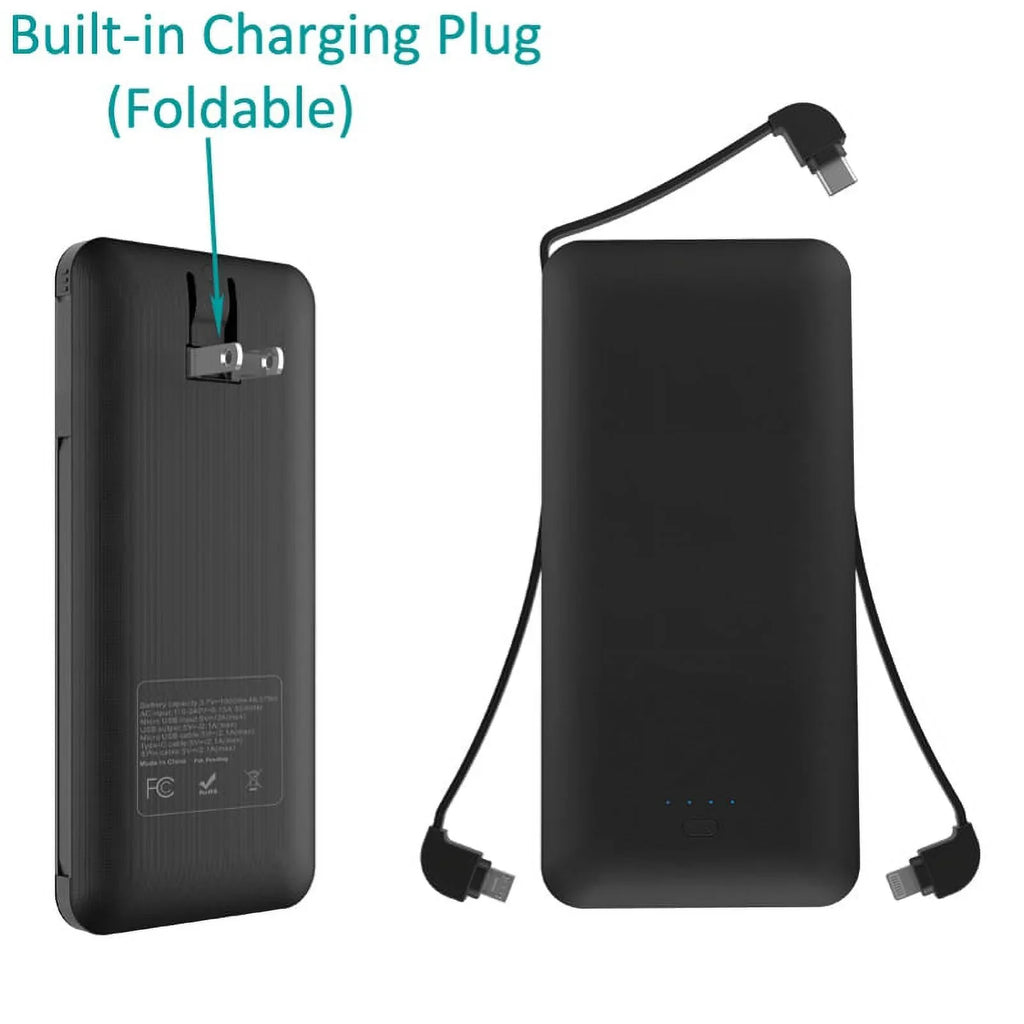 For Motorola Razr / Razr Plus / Razr Plus (2023) - 10000mAh Power Bank Charger Backup Battery Portable USB Port Built-in Adapters AC Plug