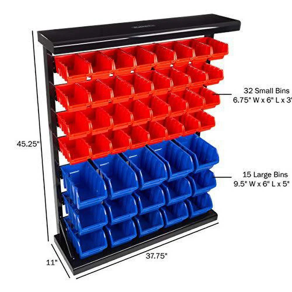 Stalwart 75-ST6079 47 Bin Storage Rack Organizer-Wall Mountable Container with Removeable Drawers for Tools