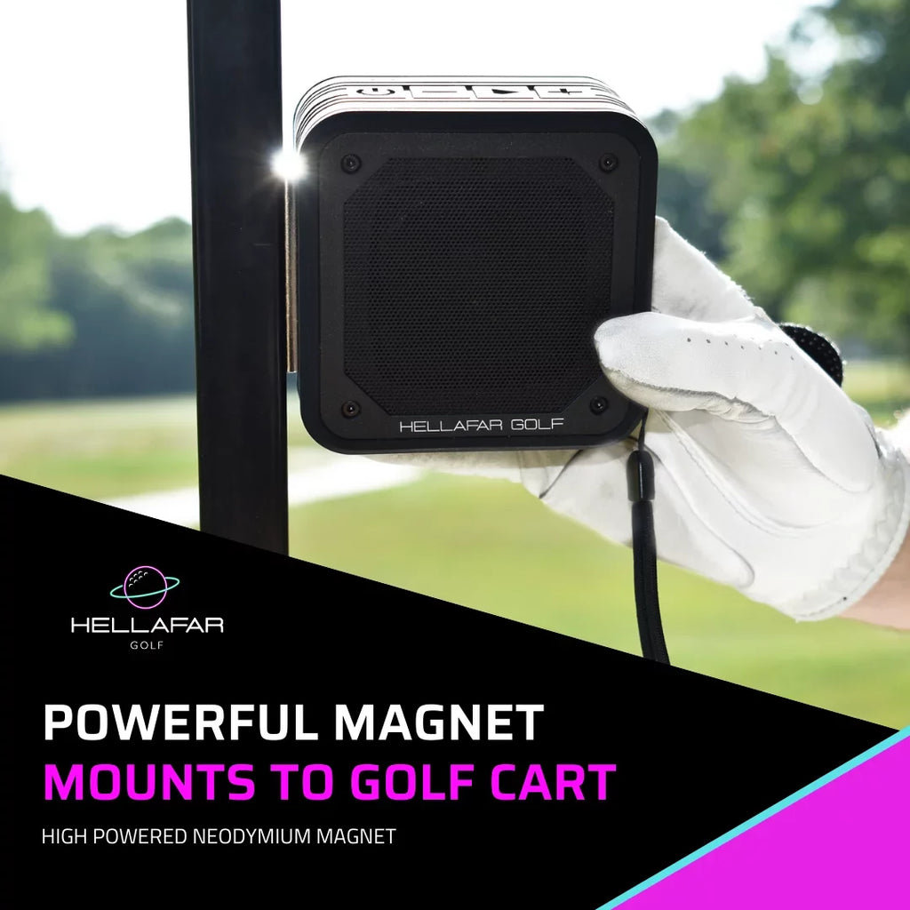 Hellafar Golf Speaker - Golf Cart Bluetooth Speaker, Magnetic Mounting System, IPX7 Waterproof, Midnight