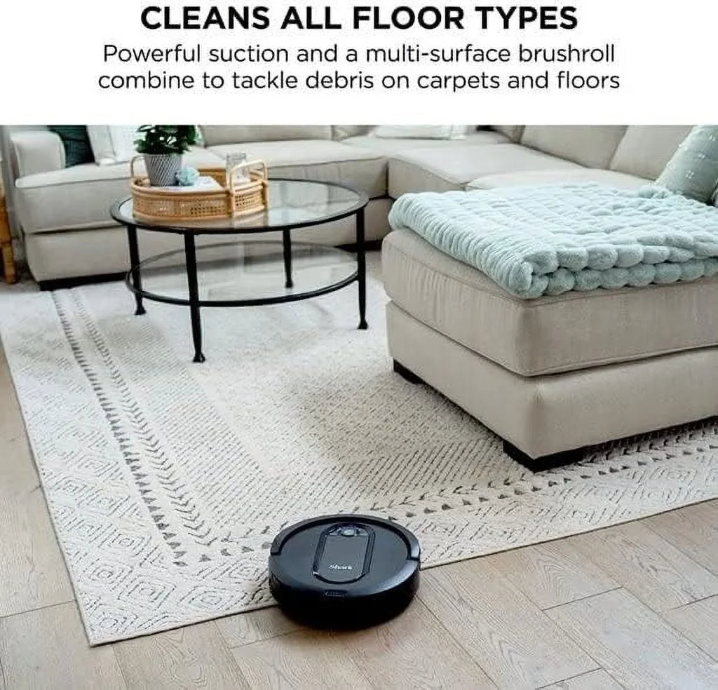 Restored Shark RV990 EZ Robot Vacuum with Row-by-Row Cleaning, Powerful Suction, Perfect for Pet Hair, Wi-Fi, Carpets & Hard Floors Dark Renewed