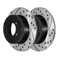 AutoShack Rear Drilled Slotted Brake Rotors Dark Pair of 2 Driver and Passenger Side Replacement for Jeep Patriot Compass Dodge Avenger Caliber Chrysler 200 Sebring Mitsubishi Lancer V6 FWD PR63038LR