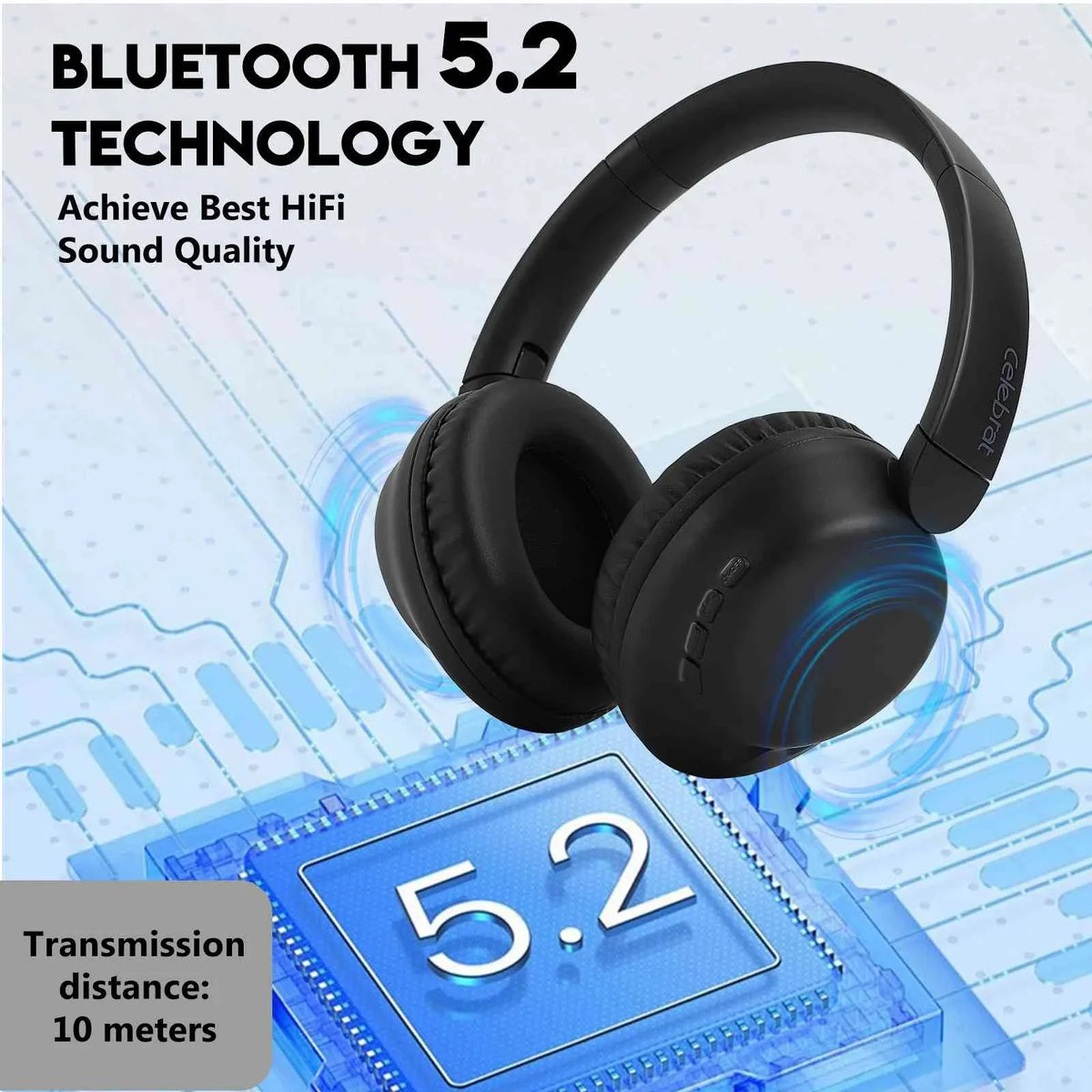 UrbanX UX991 Wireless Bluetooth Stereo Earphones High Resolution Audio Deep Bass Superior Comfort Over The Ear Headphones with Mic for HTC Desire 12 phone Call Support