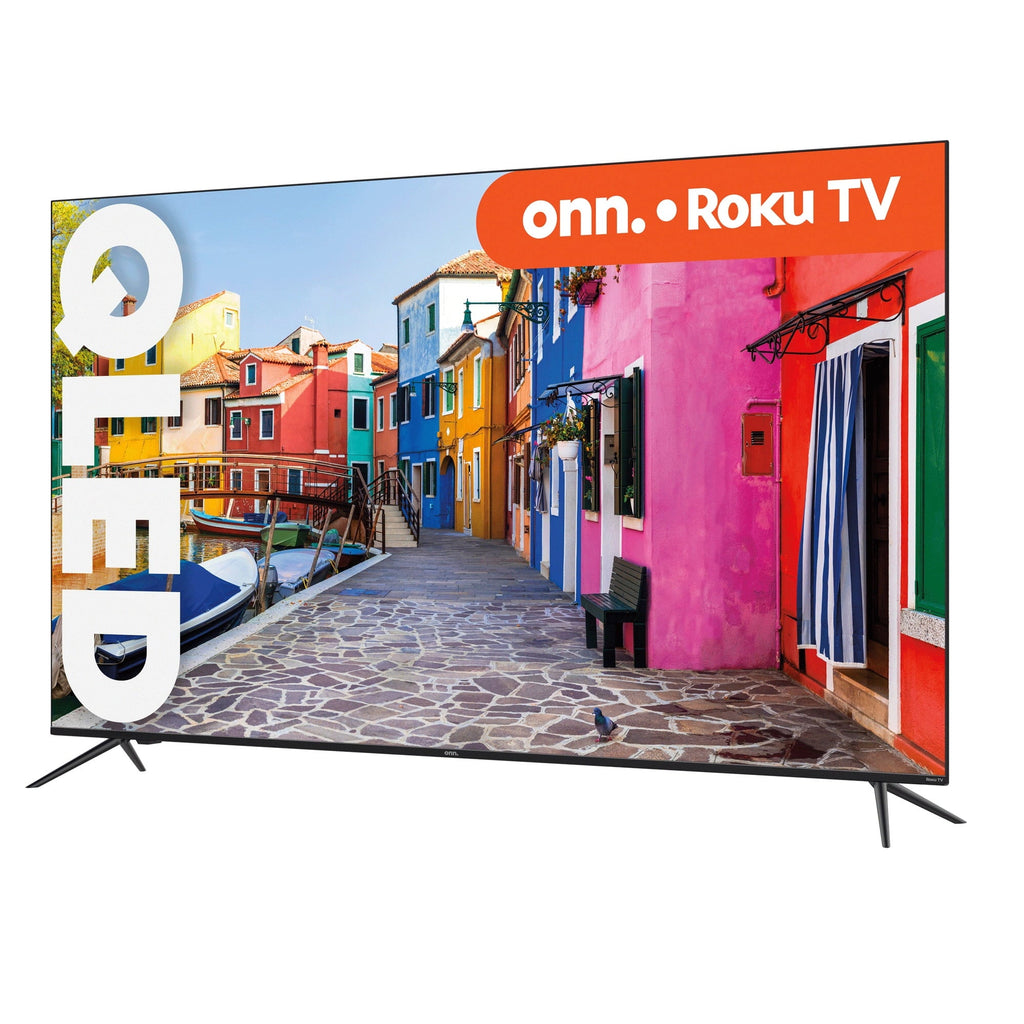 onn. 65” QLED 4K UHD (2160p) Roku Smart TV with Dolby Atmos, Dolby Vision, Local Dimming, 120hz Effective Refresh Rate, and HDR (100071705)