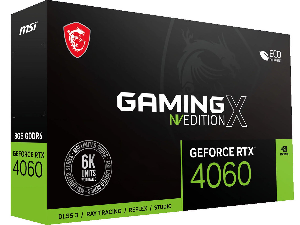 MSI NVIDIA GeForce RTX 4060 Graphic Card - 8 GB GDDR6 - 7680 x 4320 - 2.61 GHz Boost Clock - 128 bit Bus Width - PCI Express 4.0 x8 - DisplayPort - 3 x DisplayPort - HDMI