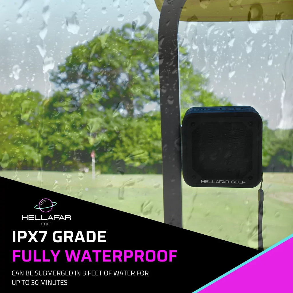 Hellafar Golf Speaker - Golf Cart Bluetooth Speaker, Magnetic Mounting System, IPX7 Waterproof, Midnight