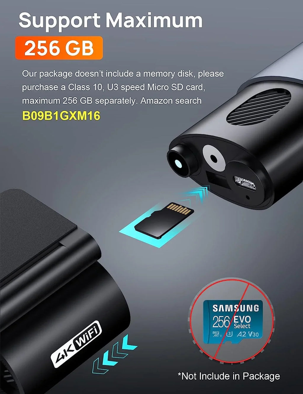 navycrest A3 4K WiFi 2160P Dash Camera for Cars, Cam Front Recorder with App, 24 Hours Parking Mode, G-Sensor, Night Vision, Loop Recording, Support 256GB Max