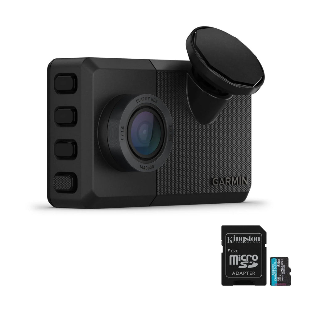 Garmin Dash Cam Live Bundle with 64GB 100MB/s UHS-I Class 10 microSDHC Card