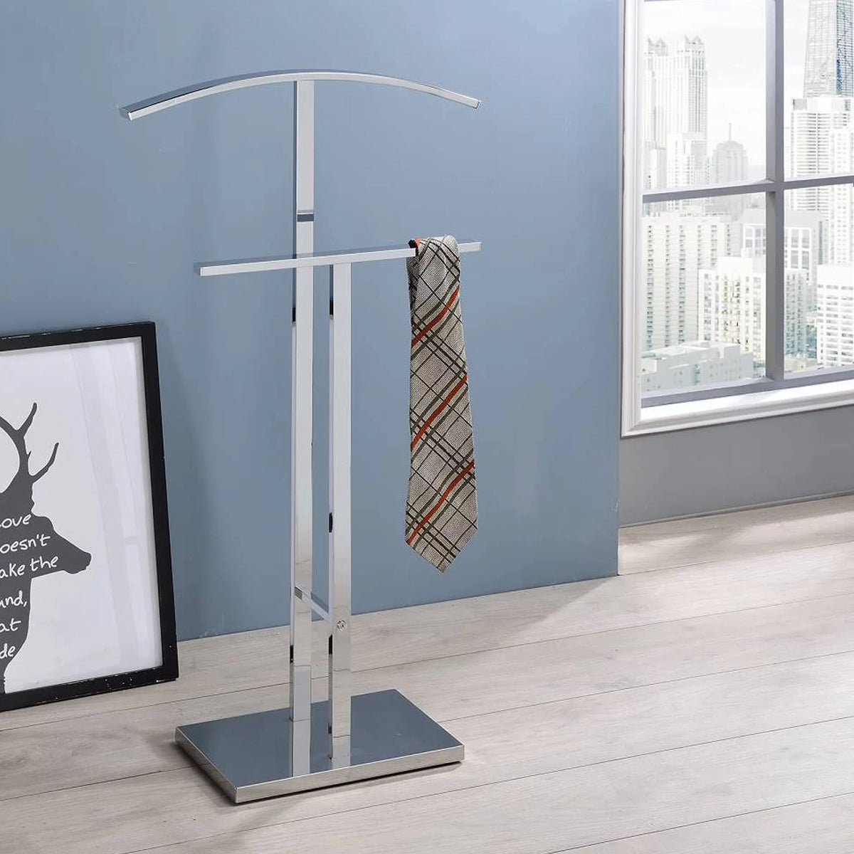 Kings Brand Furniture Chrome Metal Suit Rack Valet Stand