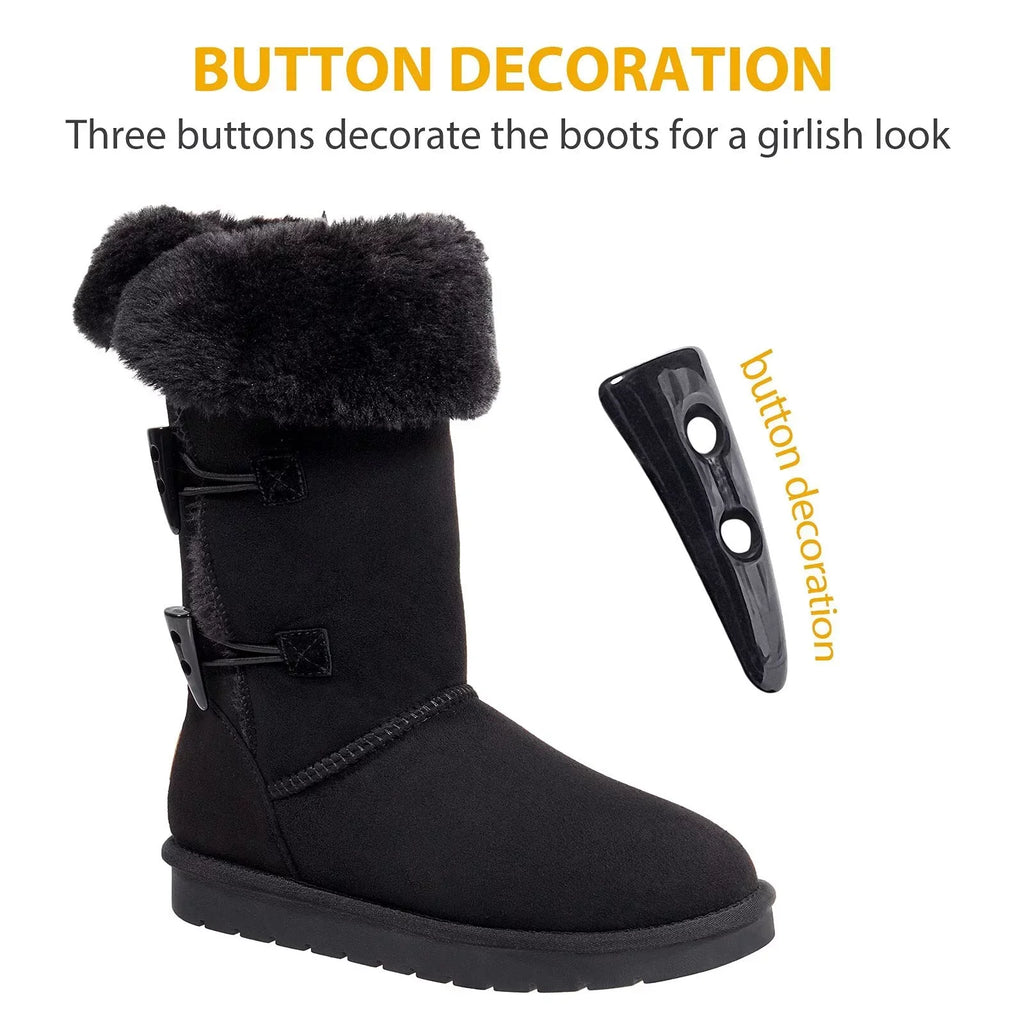CAMEL Winter Tall Boots for Women Snow Boot Button Fashion Onyx Boots Knee High Classic Slip On Boot Outdoor Shoes