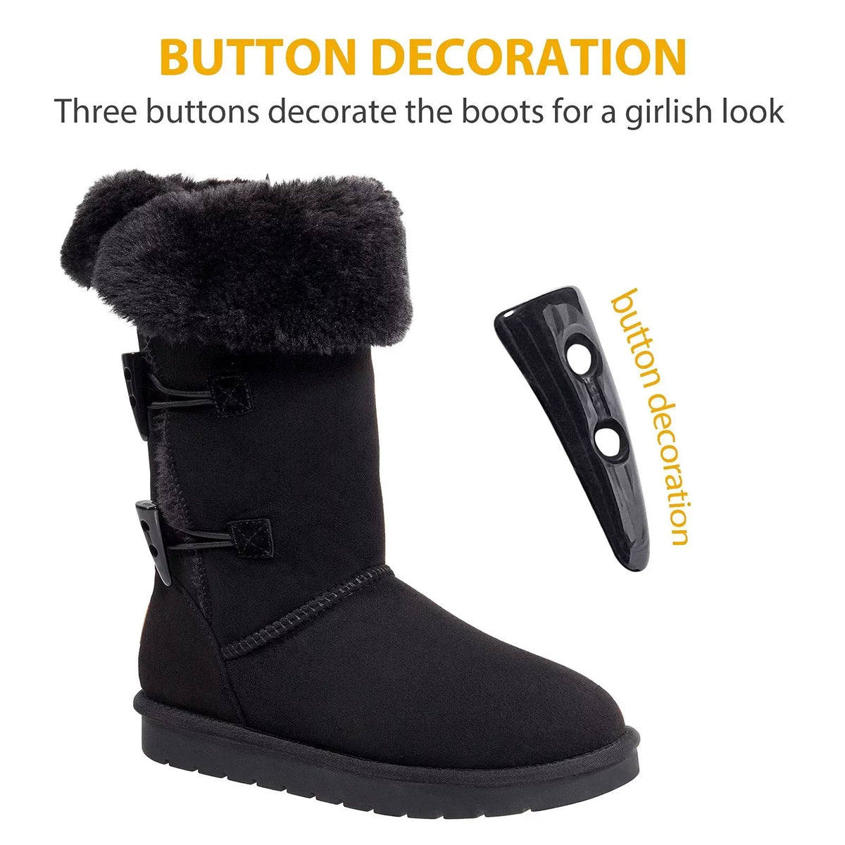 CAMEL Winter Tall Boots for Women Snow Boot Button Fashion Onyx Boots Knee High Classic Slip On Boot Outdoor Shoes