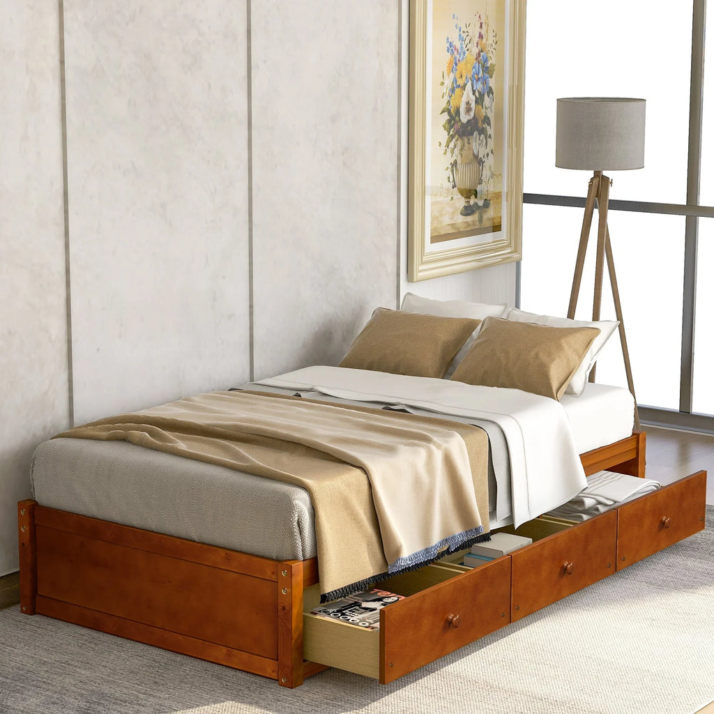 Oris Twin Size Wooden Platform Bed - Oak