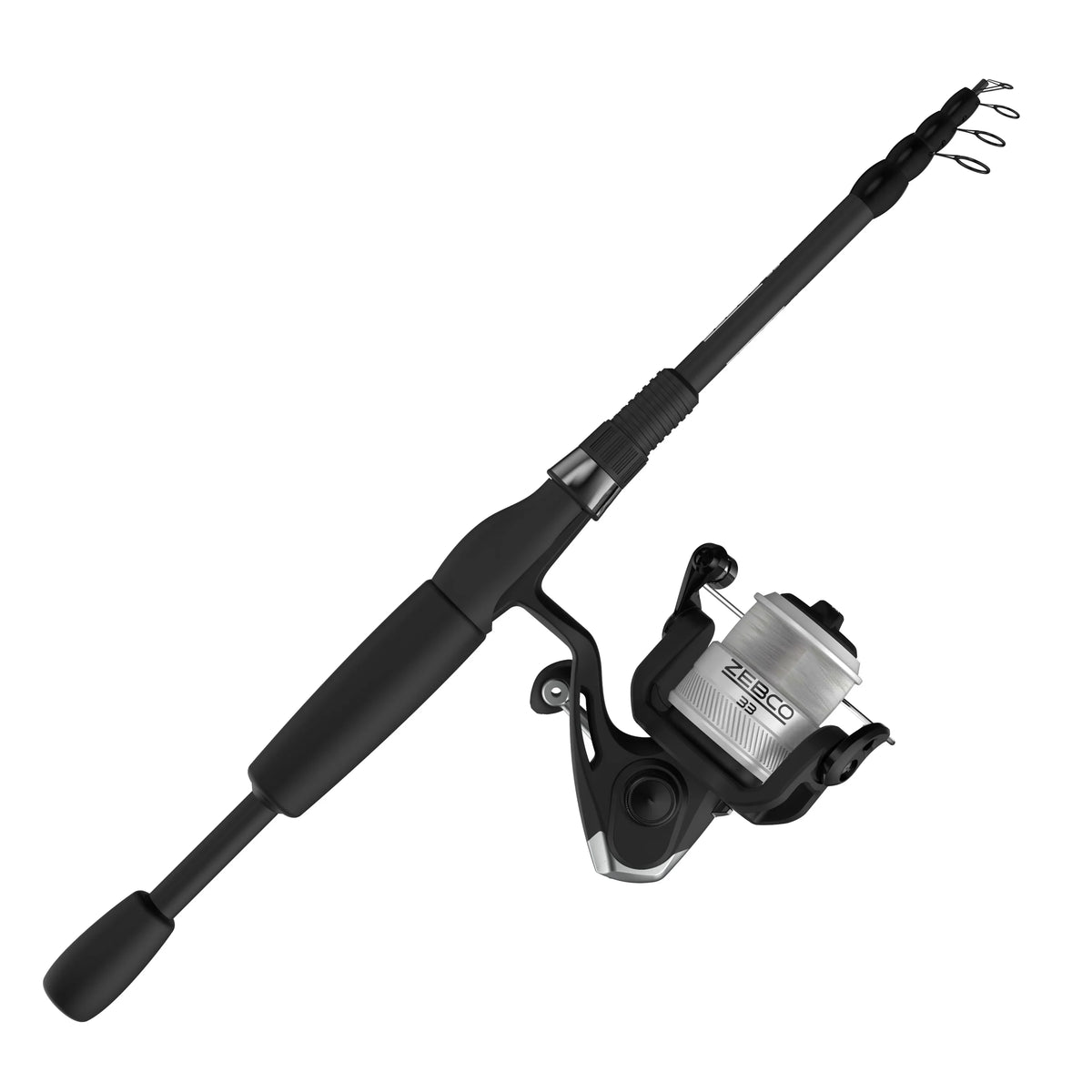Zebco 33 Spinning Reel and Telescopic Fishing Rod Combo, 6-Foot Rod, Size 30 Reel, Dark