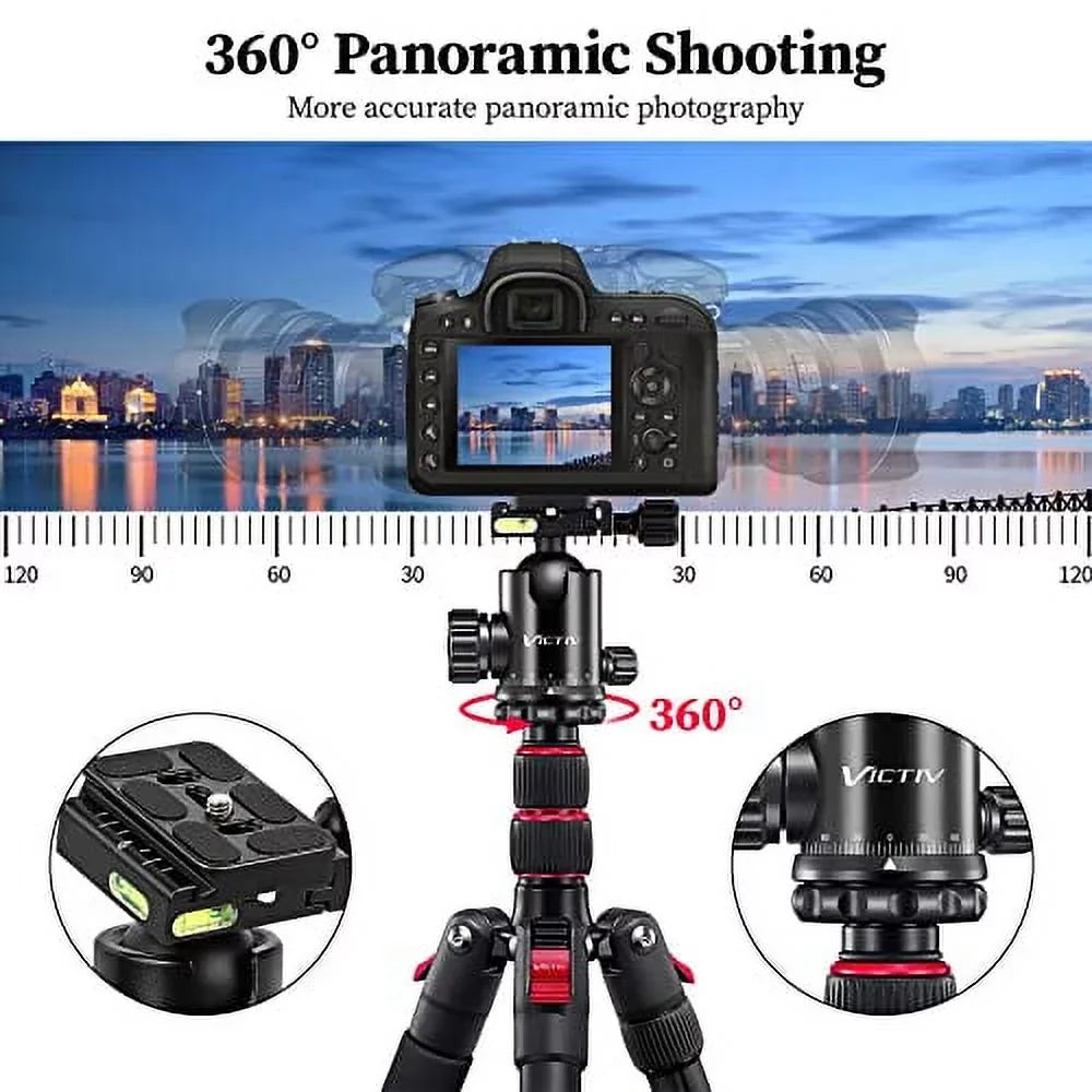Tripod for Camera, Victiv 81 Centimeter Professional Camera Tripod Monopod, Aluminium DSLR Tripod Heavy Duty for Travel with 360 Degree Ball Head and Phone Mount,16.5" Folded Size, 30lb Load