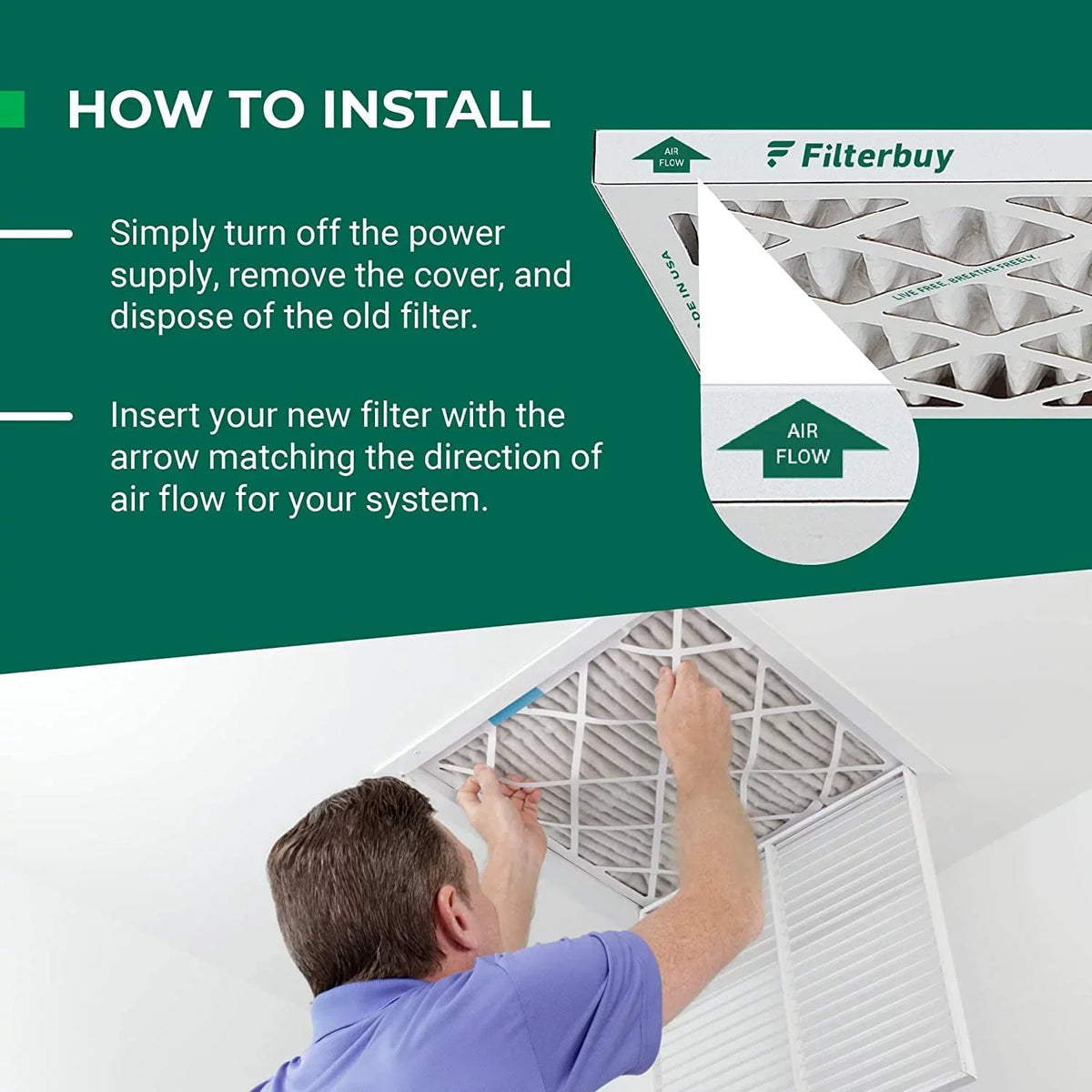 Filterbuy 25x32x2 MERV 8 Pleated HVAC AC Furnace Air Filters (6-Pack)