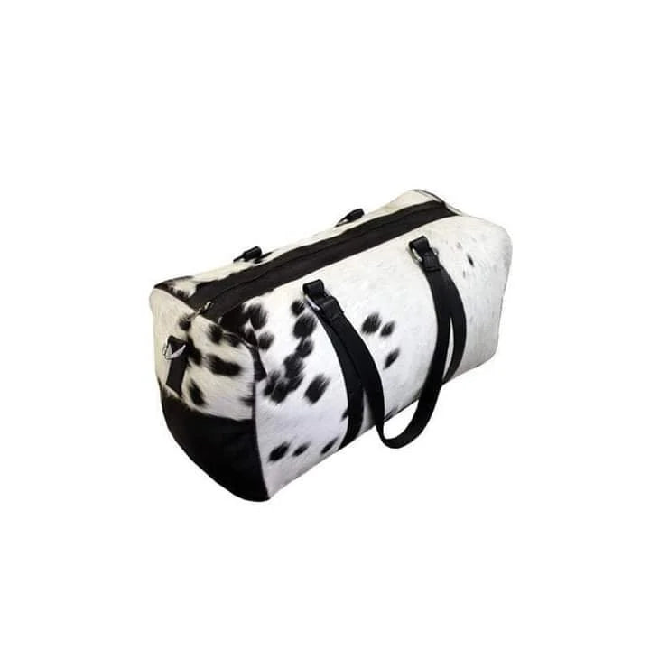 American Style Charcoal & White Large Duffle Bag Cowhide Men Leather Duffle Bag Travel, Sports & Gym Luggage Bag