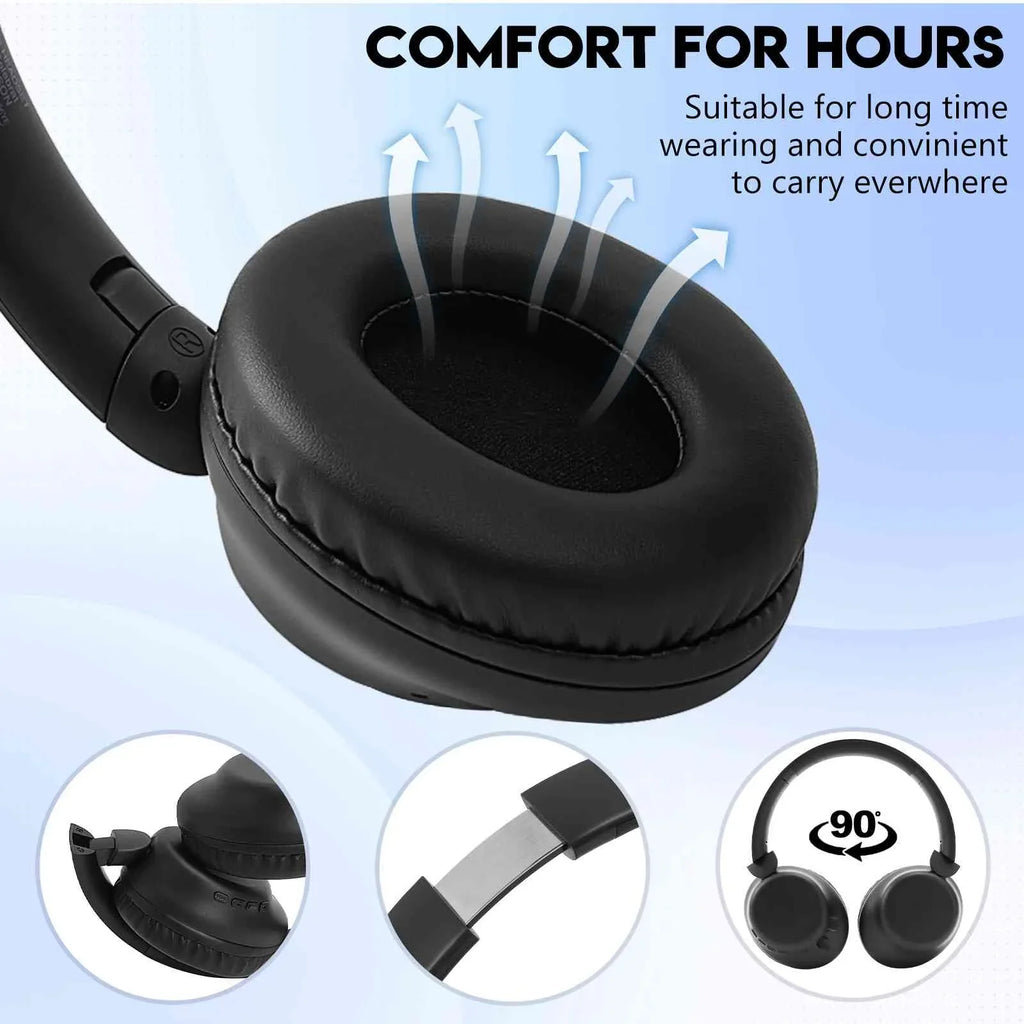 UrbanX UX991 Wireless Bluetooth Stereo Earphones High Resolution Audio Deep Bass Superior Comfort Over The Ear Headphones with Mic for HTC Desire 12 phone Call Support