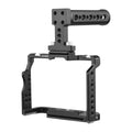 Andoer Camera Video Cage + Handle Kit Aluminum Alloy with Dual Cold Shoe Mounts Numerous 1/4 Centimeter Threads Replacement for Sony A7IV/ A7III/ A7II/ A7R III/ A7R II/ A7S II