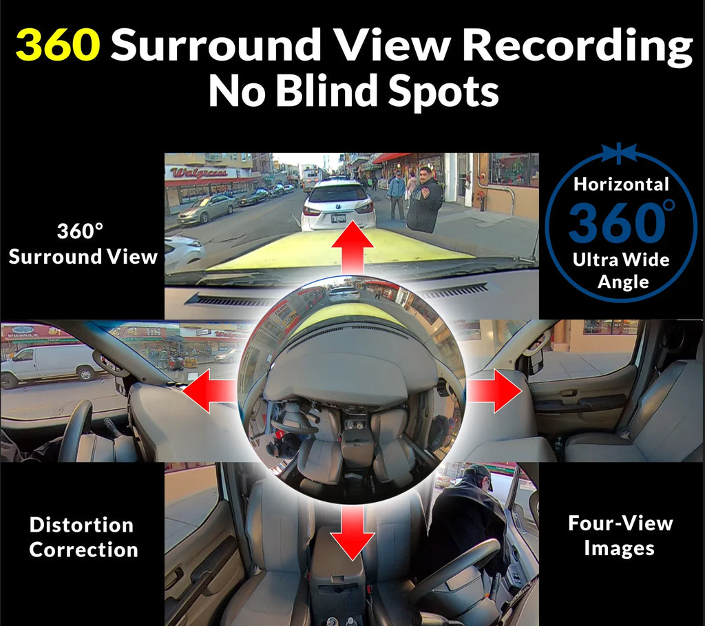 RYDEEN 360 View Surround View 4K Dash Camera Inch Touchscreen Frameless Rearview Mirror with TFT Monitor w/ Auto Brightness Day/Night, DIY Install, Backup Video-in