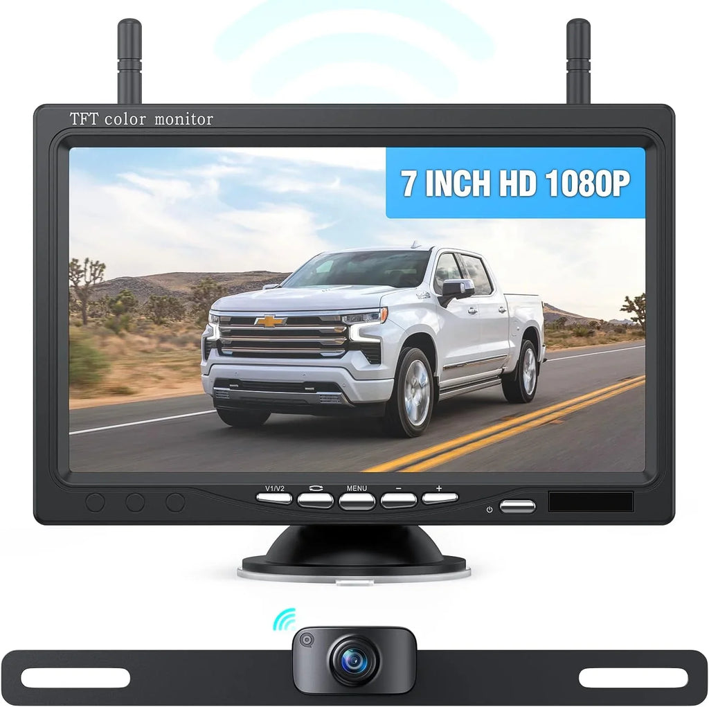 eRapta Wireless Backup Camera 1080P HD 7 Centimeter Monitor IP69 Waterproof IR Night Vision for RV/Trailer/Truck/Van AWT7