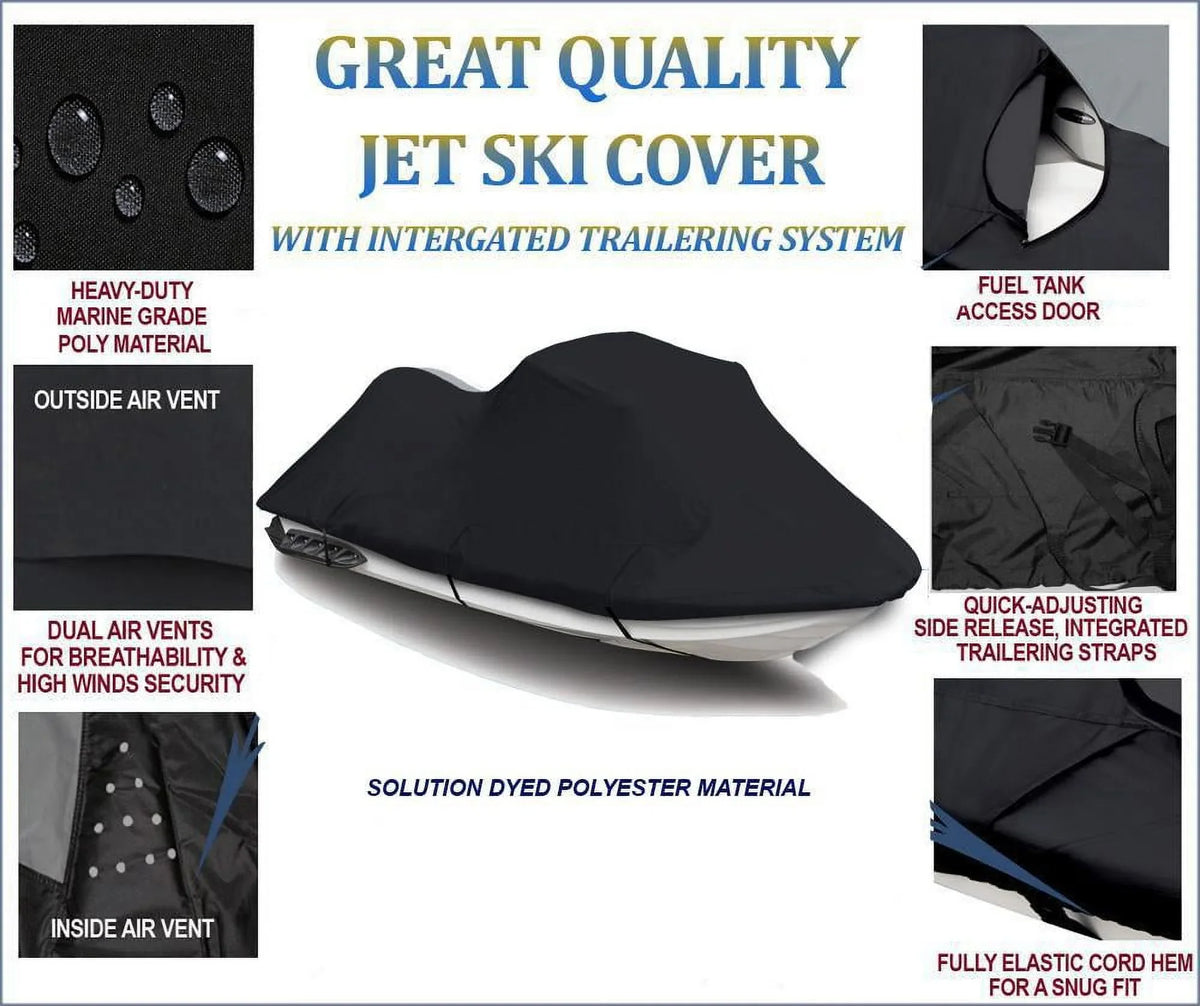 Midnight TOP OF THE LINE JET SKI Cover Compatible for Sea Doo Sea-Doo Bombardier SPi 650 1994 1995 1996 1997 Jet Ski PWC Cover 1-2 Seater