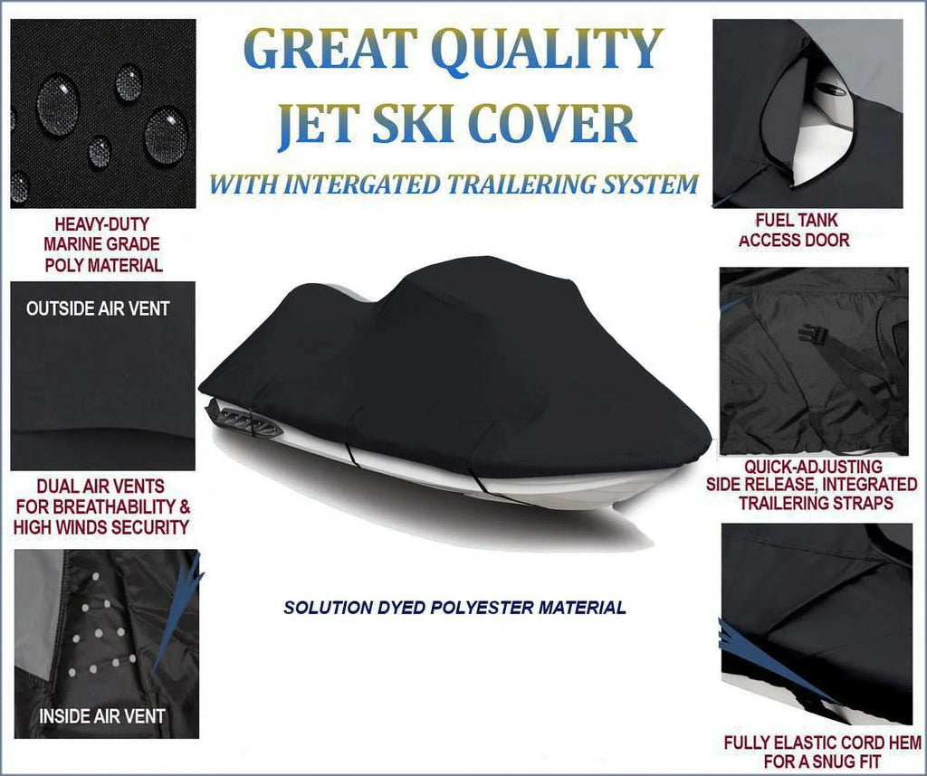 Onyx TOP OF THE LINE JET SKI Cover Compatible for Sea Doo Sea-Doo XP Bombardier 1997 2000 2001 2002 Jet Ski PWC Cover 1-2 Seater