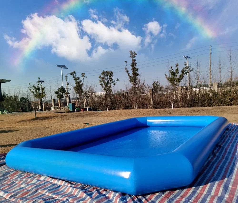 Techtongda Inflatable Family Swimming Pool for Water Walking Ball with Blower 7*7*0.55m Blue