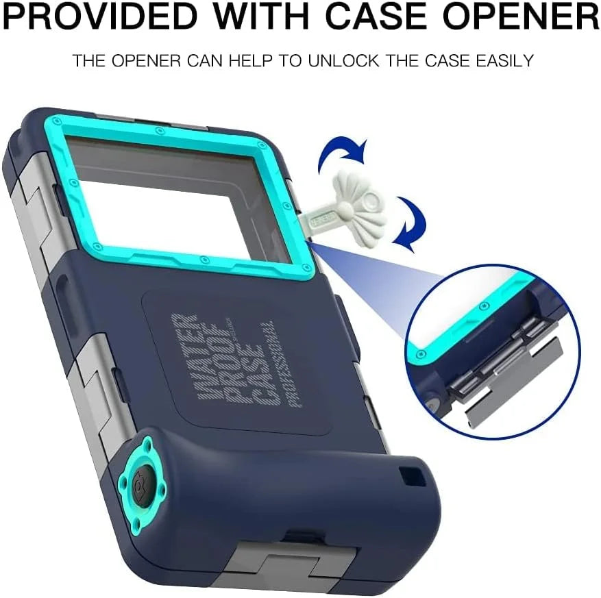 Waterproof Underwater Snorkeling Phone Case for iPhone 14/13/12/11 Pro Max Mini Xr/X/Xs/Samsung Galaxy Note10/9/8/S10/9/8 Ultra Plus Professional [15m/50ft] Photo Video Diving Cover(Blue)