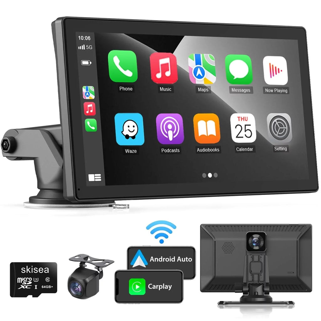 9 Centimeter Wireless Apple Carplay Car Stereo, Touch Car Play Screen Audio Car Radio Receiver, 2.5K Dash Cam,1080p Backup Camera DVR, Drive Mate Carplay Navigation, Multimedia Player