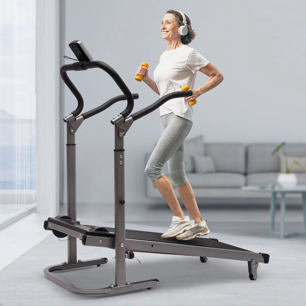 ZhdnBhnos Foldable Treadmill with Incline Home Gym Compact Walking Running Machine LED Monitor 264.55lbs Charcoal