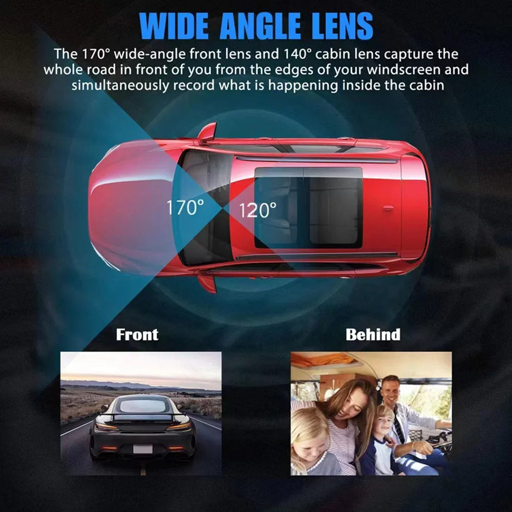 Kepeak 1080P HD Front/Rear/Inside Video Recorder Camera G-Sensor Car Dual Lens Dash Cam