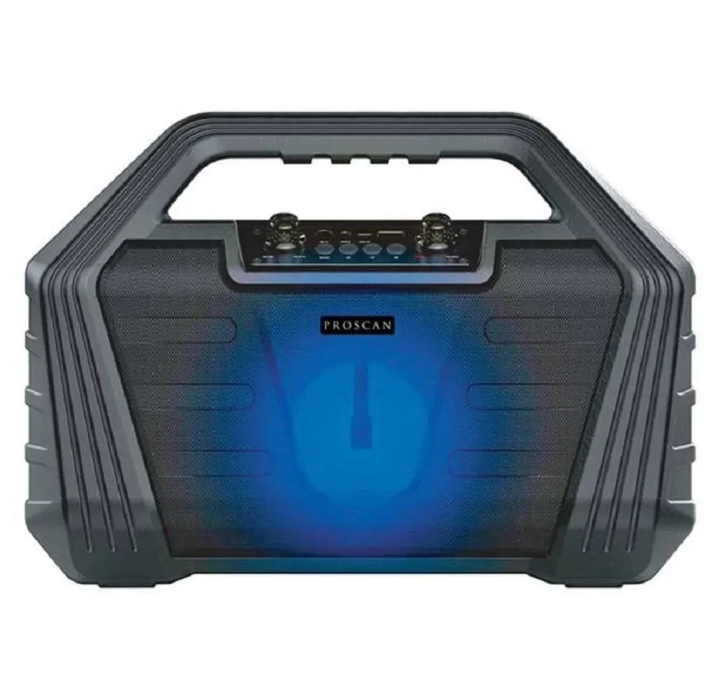 Restored Proscan PSP571 4 in. 8W-Max Portable Bluetooth Rechargeable Light-up Speaker with FM Radio, Dark (Refurbished)