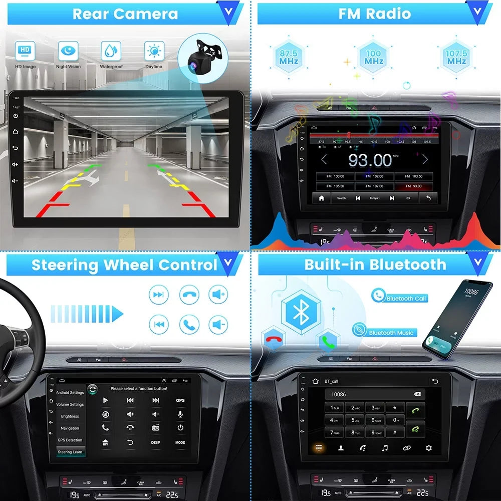 Podofo 2+64G for Honda Civic 2006-2011 Wireless Carplay Android Auto Mirror Link 10'' Touchscreen Car Stereo Radio Android 13 HD 1080P WIFI GPS Hifi FM Bluetooth, AHD Backup Camera