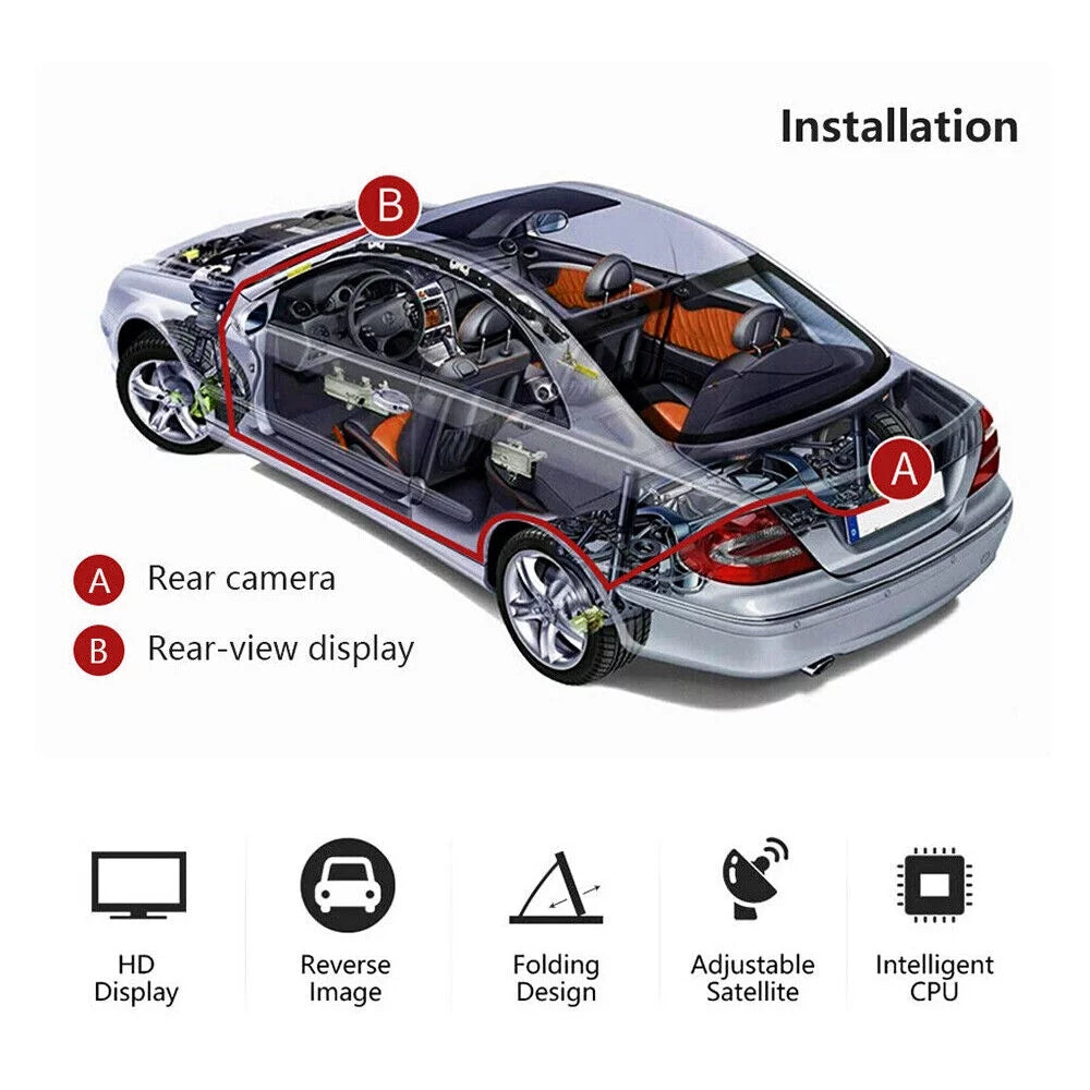 Centimeter HD Monitor Car Backup Reverse Camera Rear View Parking License Plate System