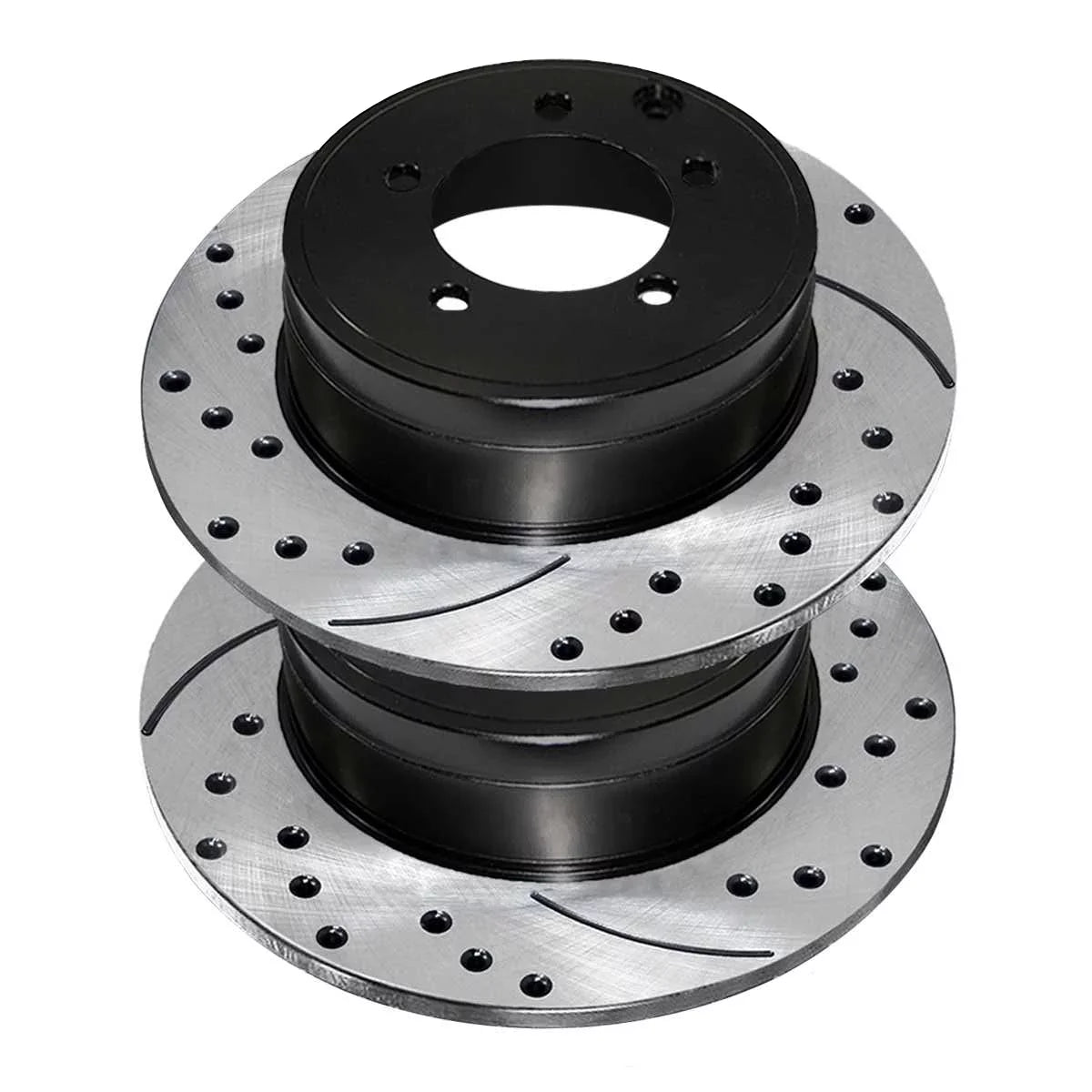 AutoShack Rear Drilled Slotted Brake Rotors Dark Pair of 2 Driver and Passenger Side Replacement for Jeep Patriot Compass Dodge Avenger Caliber Chrysler 200 Sebring Mitsubishi Lancer V6 FWD PR63038LR