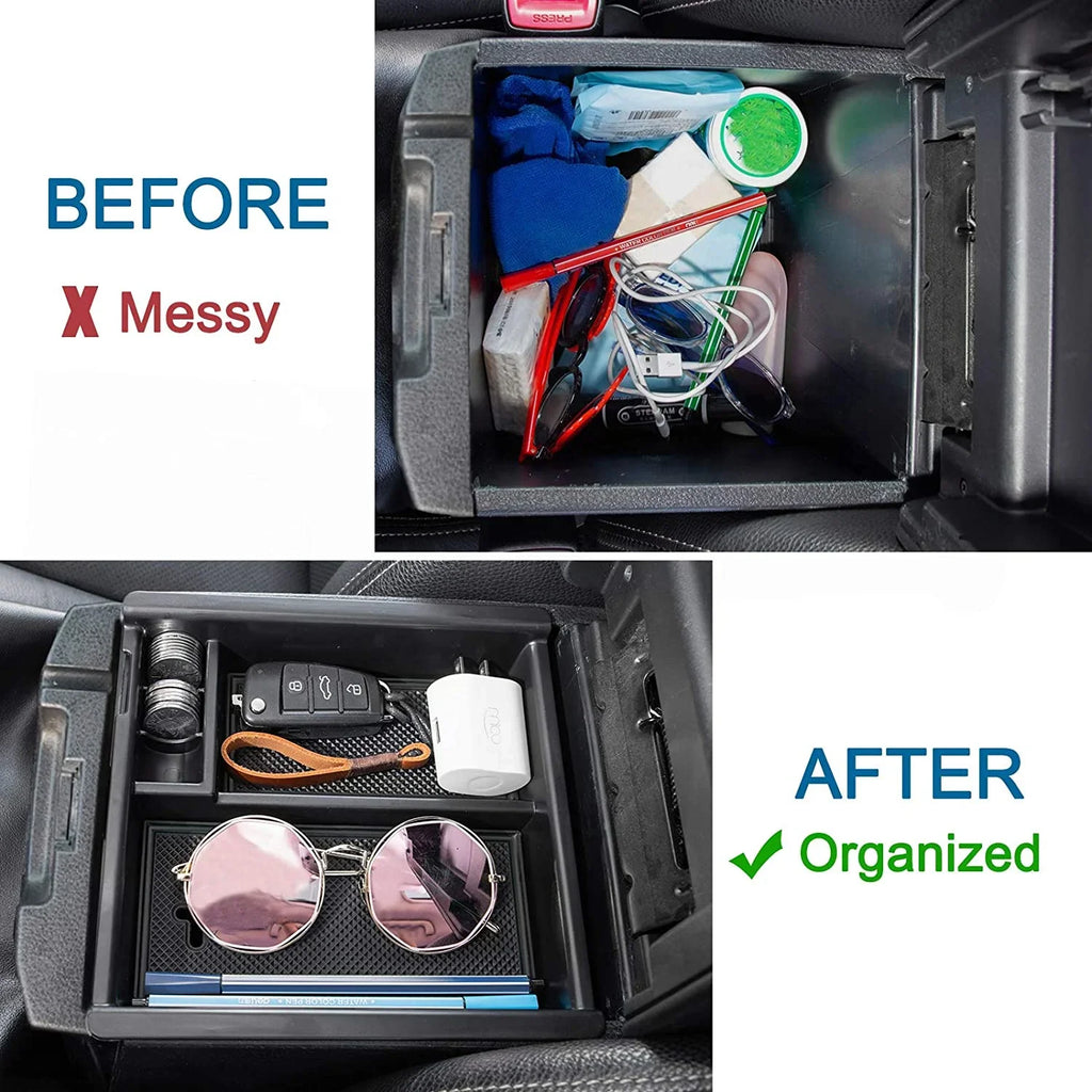 JDMCAR Center Console Tray Organizer Compatible with Toyota Tacoma Accessories 2016-2022 2023, Armrest Insert Container ABS Material Secondary Storage Box