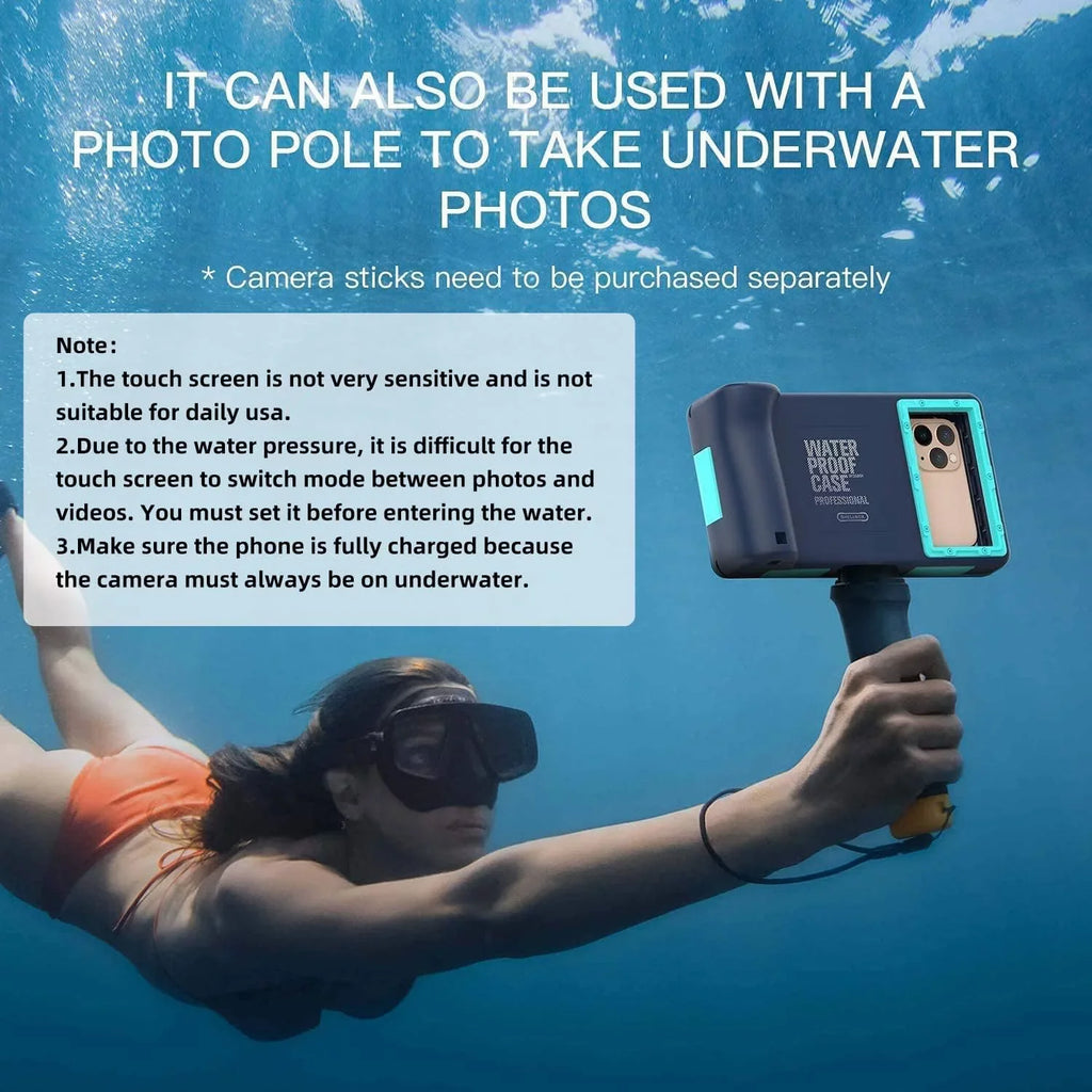 Waterproof Underwater Snorkeling Phone Case for iPhone 14/13/12/11 Pro Max Mini Xr/X/Xs/Samsung Galaxy Note10/9/8/S10/9/8 Ultra Plus Professional [15m/50ft] Photo Video Diving Cover(Blue)