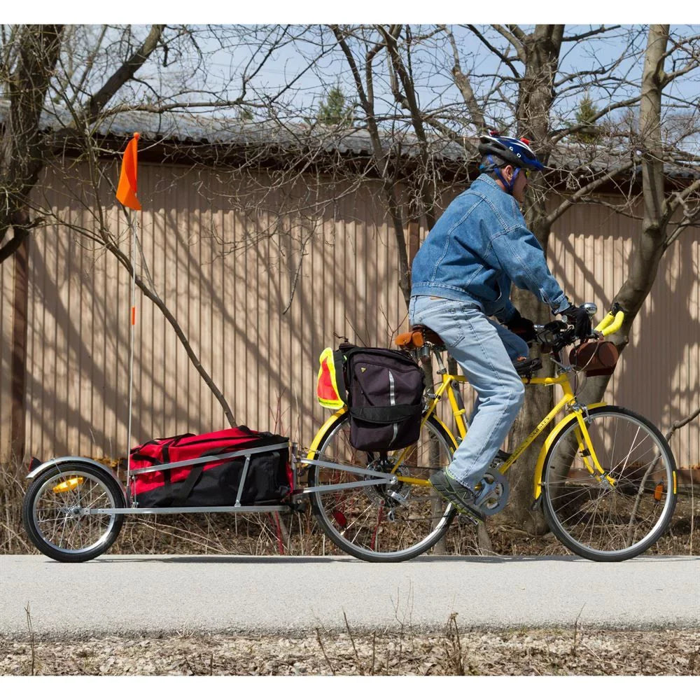 Elevate Outdoor BCT-8002 Single Wheel Pull-Behind Bicycle Cargo Trailer with Cargo Bag