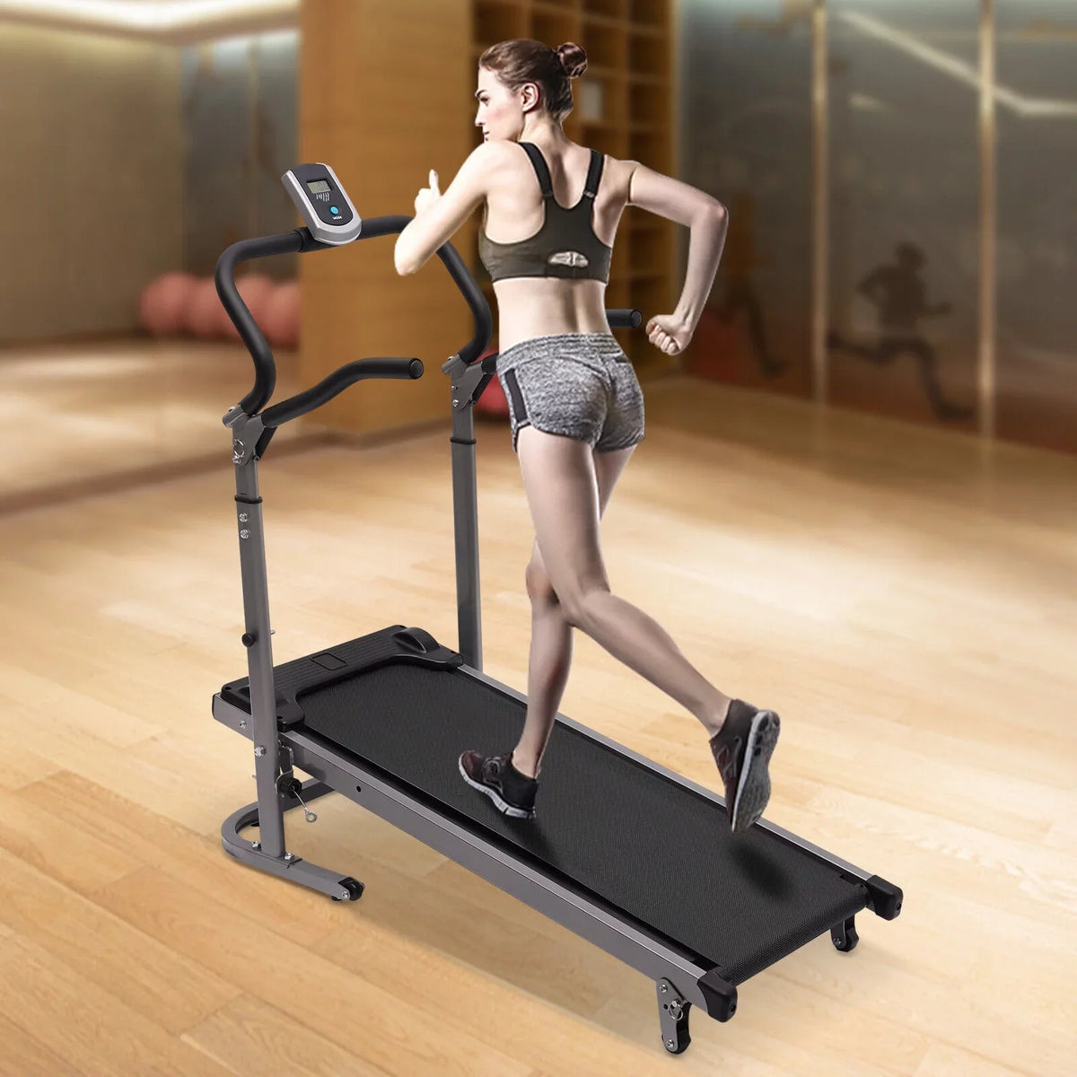 ZhdnBhnos Foldable Treadmill with Incline Home Gym Compact Walking Running Machine LED Monitor 264.55lbs Charcoal