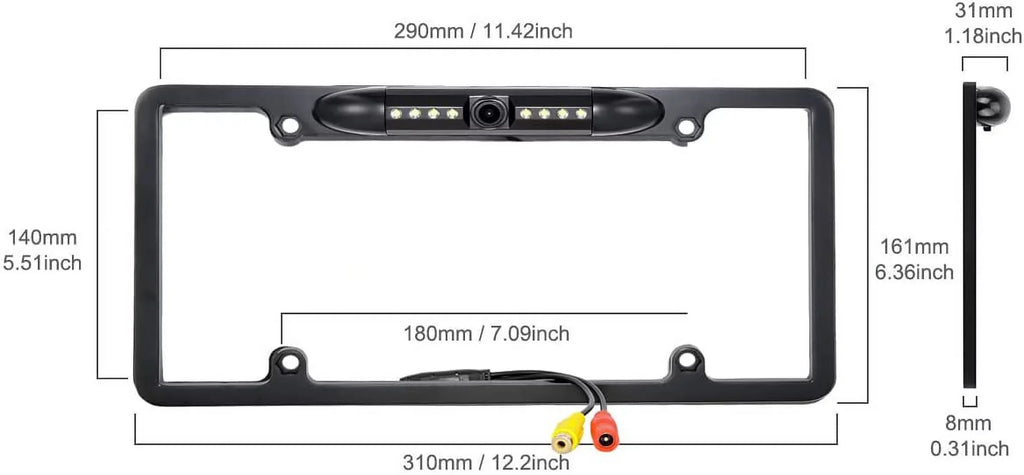 Backup Camera Rearview License Plate Frame for ALPINE X308U Onyx